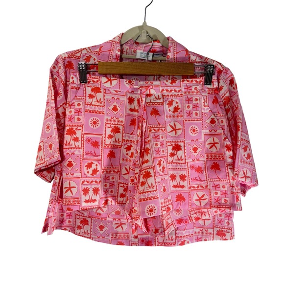 NEW Sigrid Olsen Sleepwear Size Pink Coral Tropical Notch Pajama 2 pcs Short Set - Picture 3 of 12